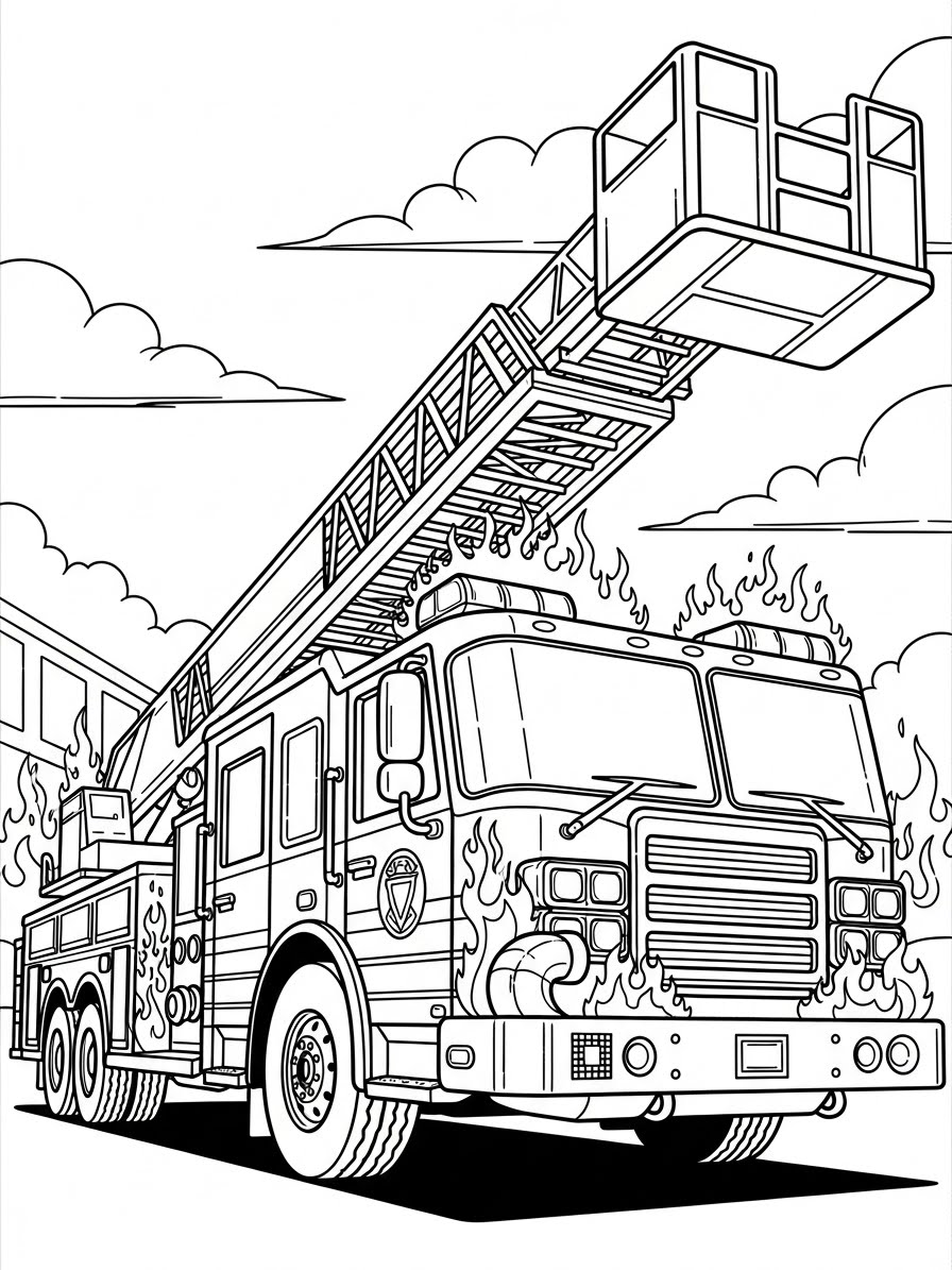 Desenho de Carro de Bombeiros para colorir