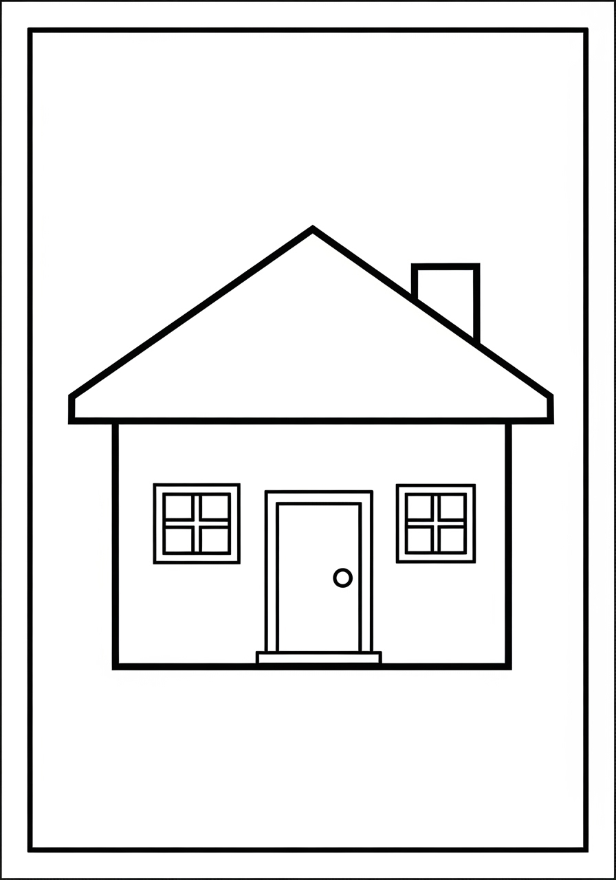 Desenho kawaii de uma casa simples para colorir