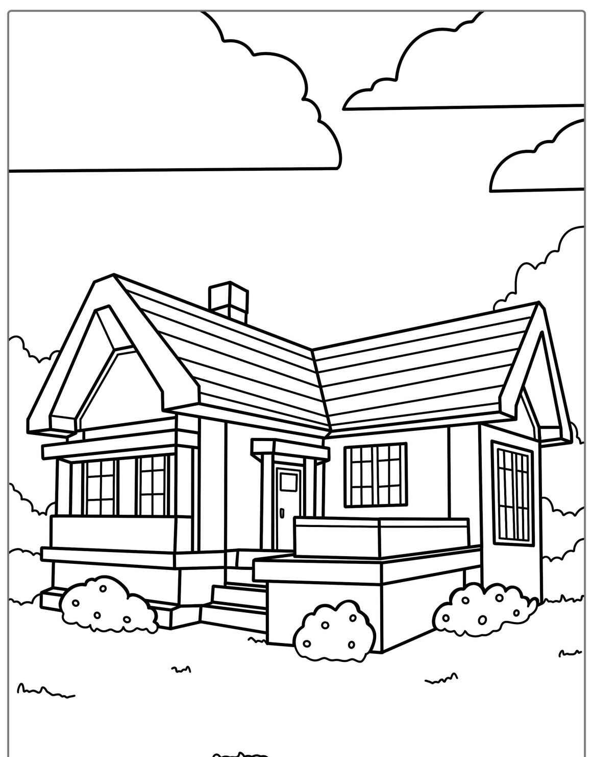Desenho kawaii de uma casa fofa para colorir