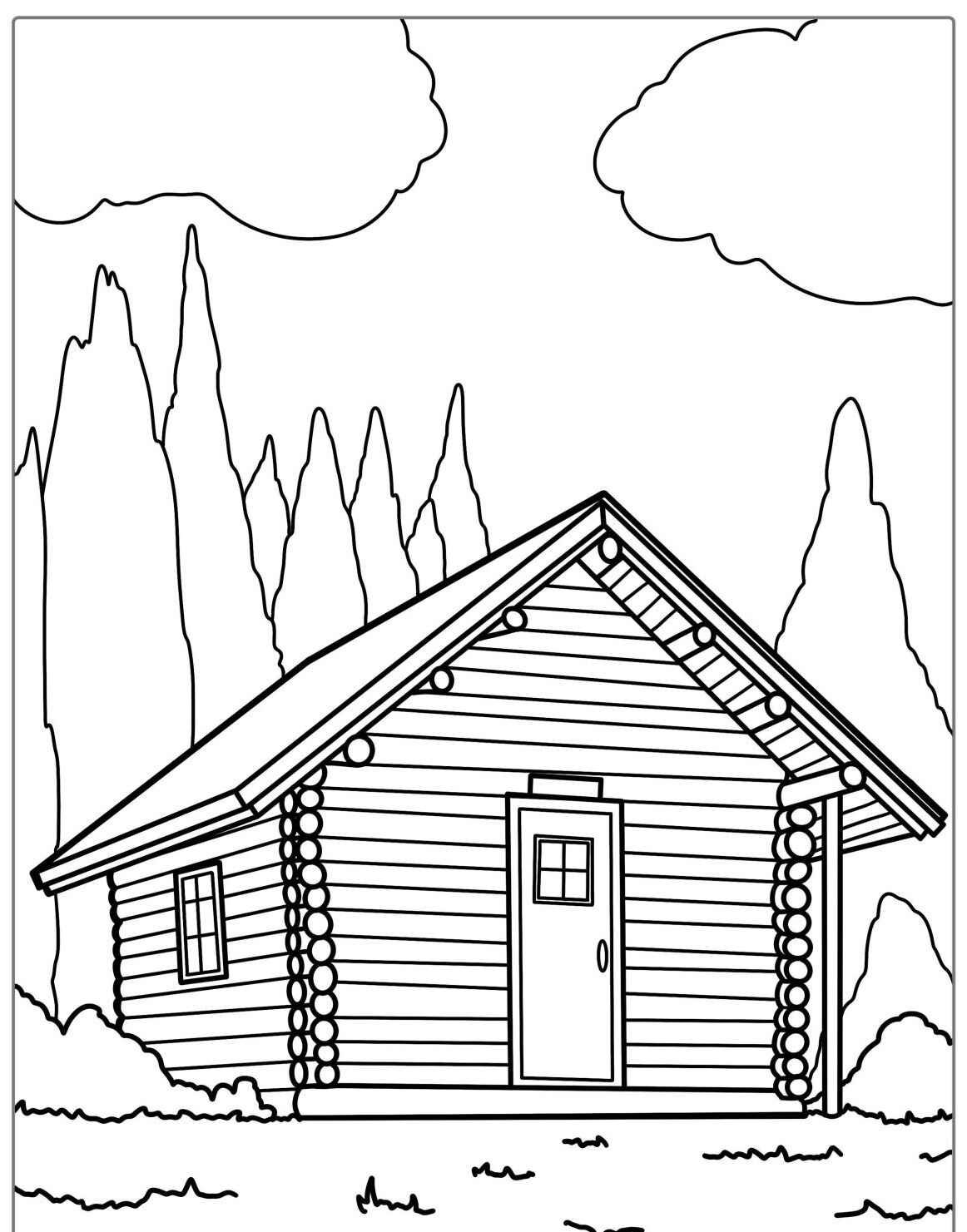 Desenho kawaii de uma casinha fofa em estilo rústico