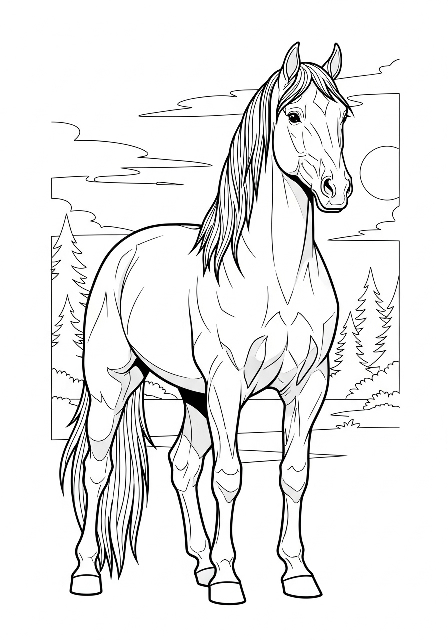 Desenho de Cavalo majestoso para colorir
