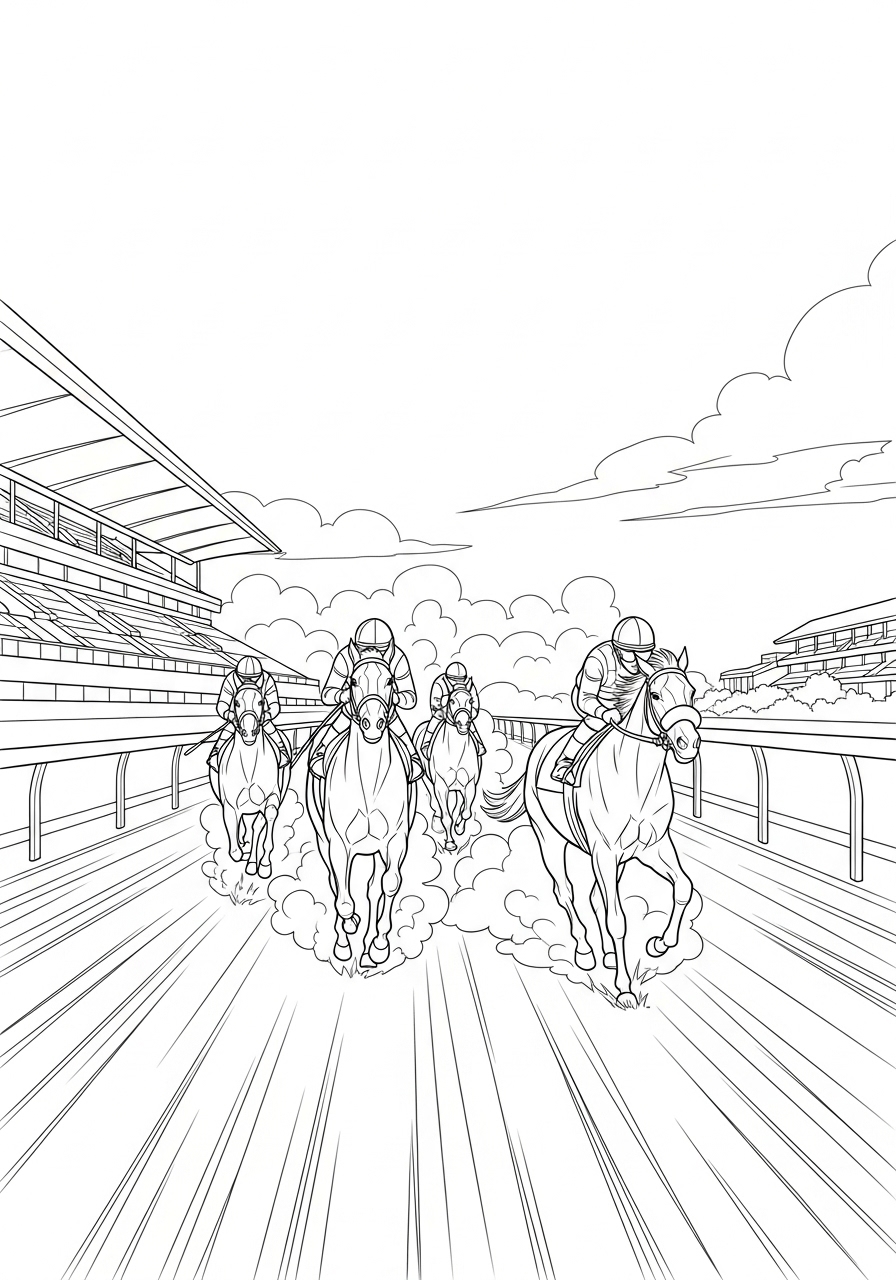 Desenho de cavalo em corrida para colorir