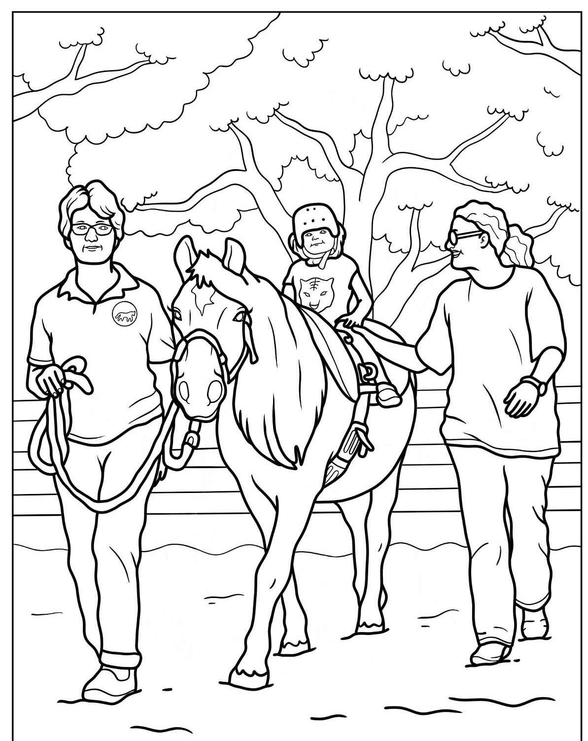 Desenho de Cavalo com criança montando para colorir