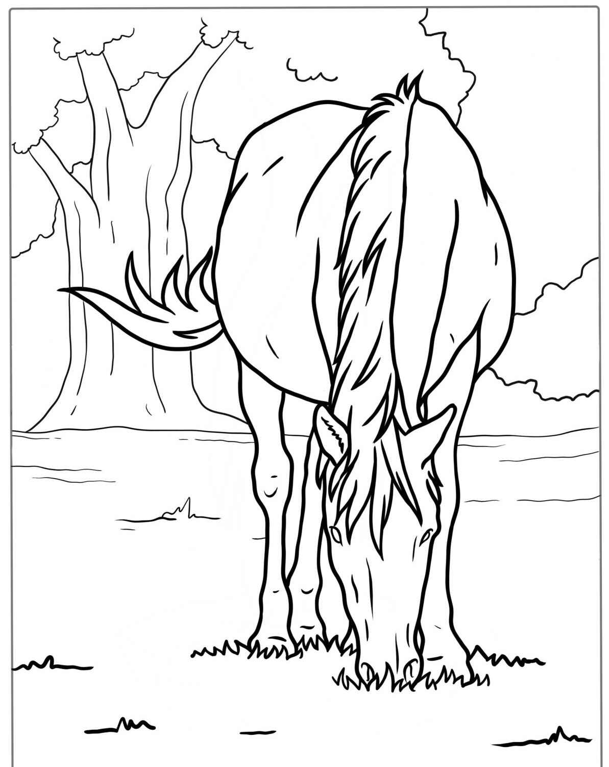 Desenho de Cavalo pastando para colorir