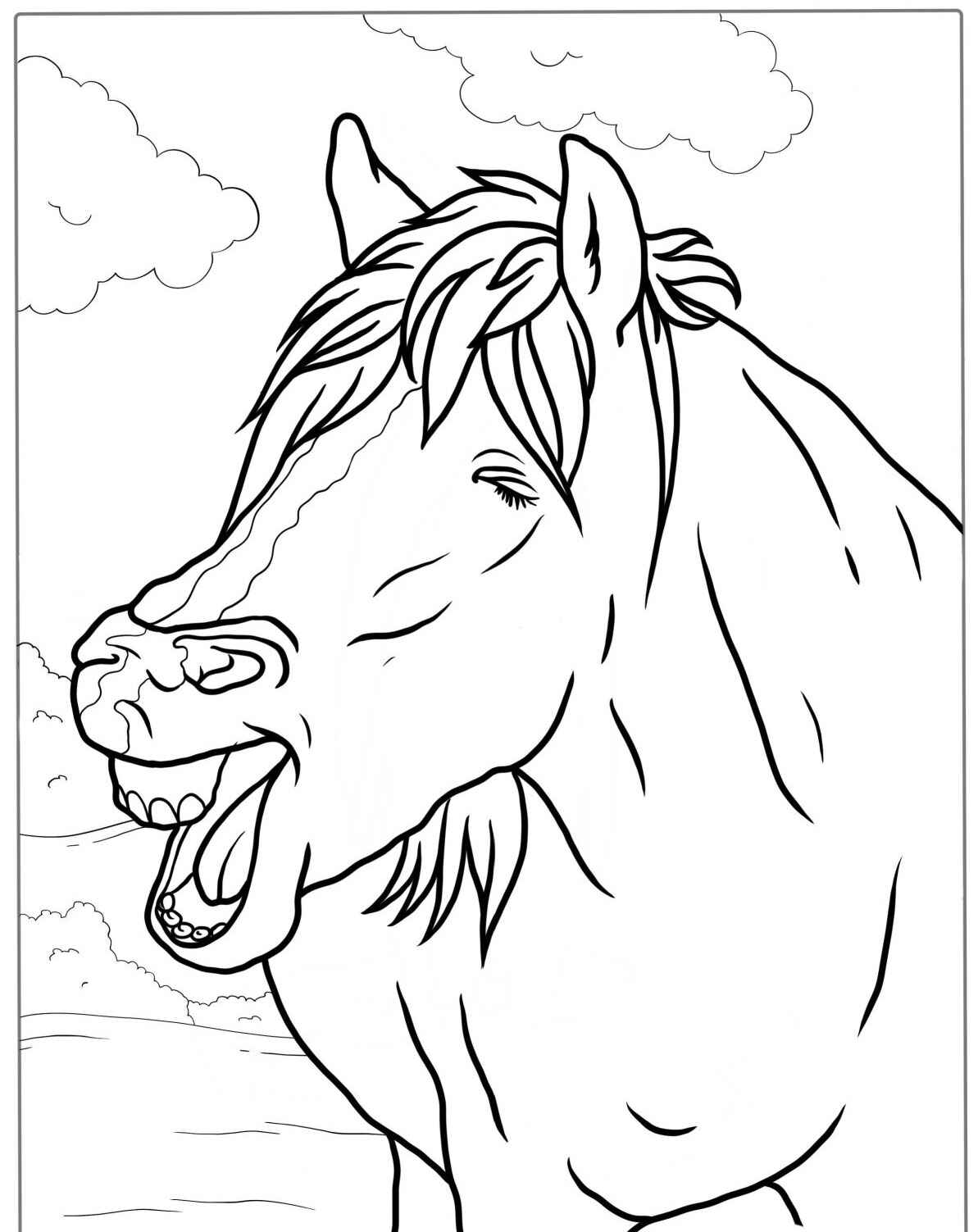 Desenho de Cavalo sorrindo para colorir