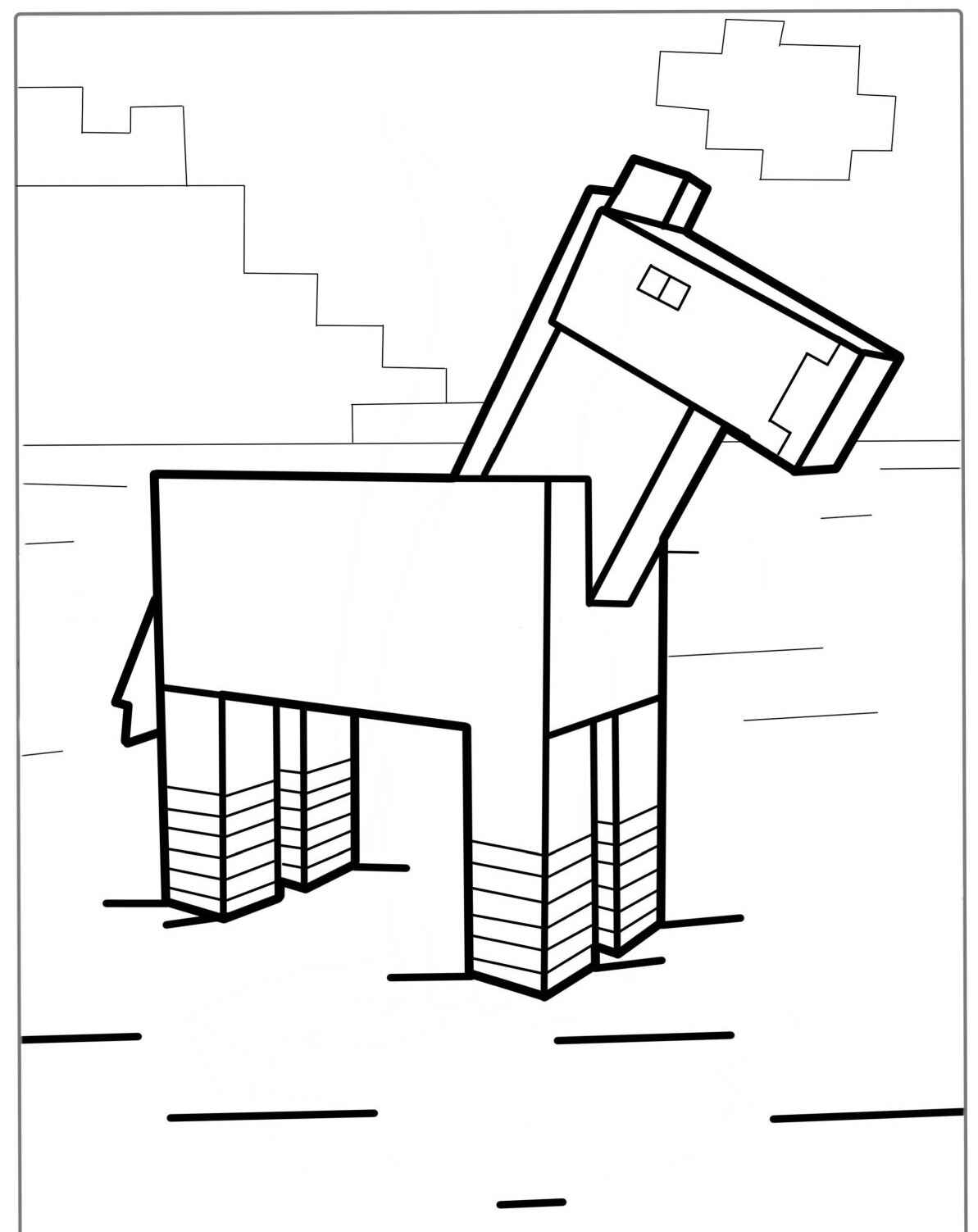 Desenho de Cavalo estilo pixel art para colorir