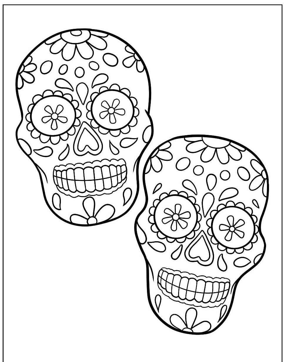 Desenho de Caveiras Ornamentadas para colorir