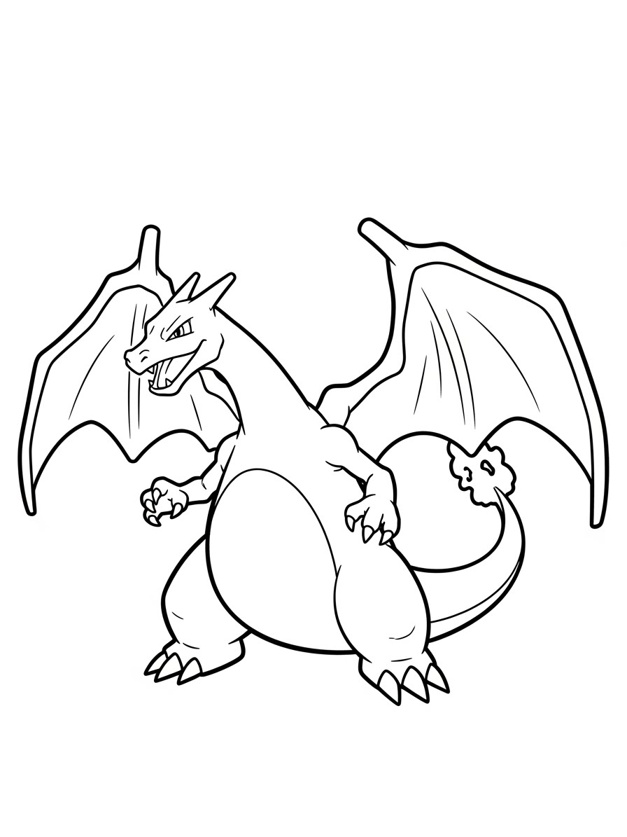 Desenho do Charizard em pose poderosa para colorir