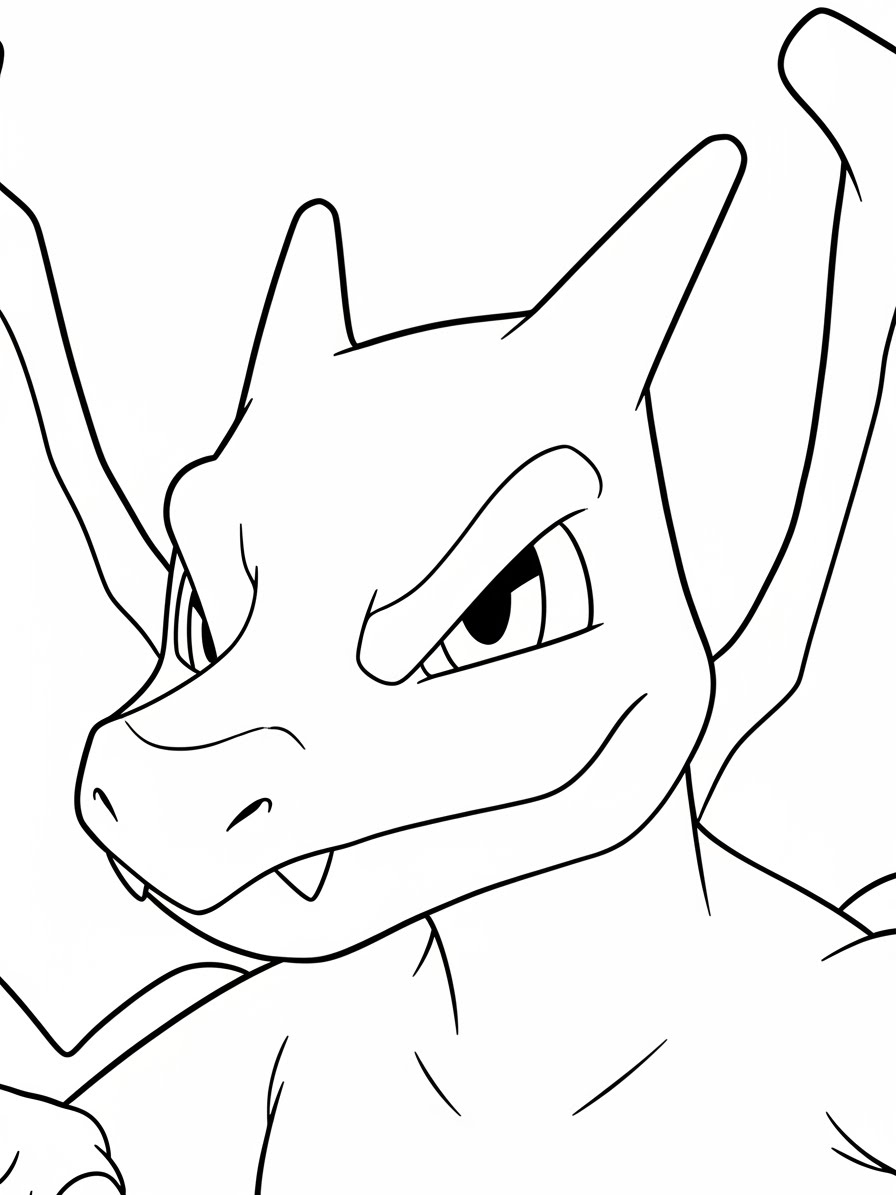 Desenho do Charizard com expressão determinada para colorir