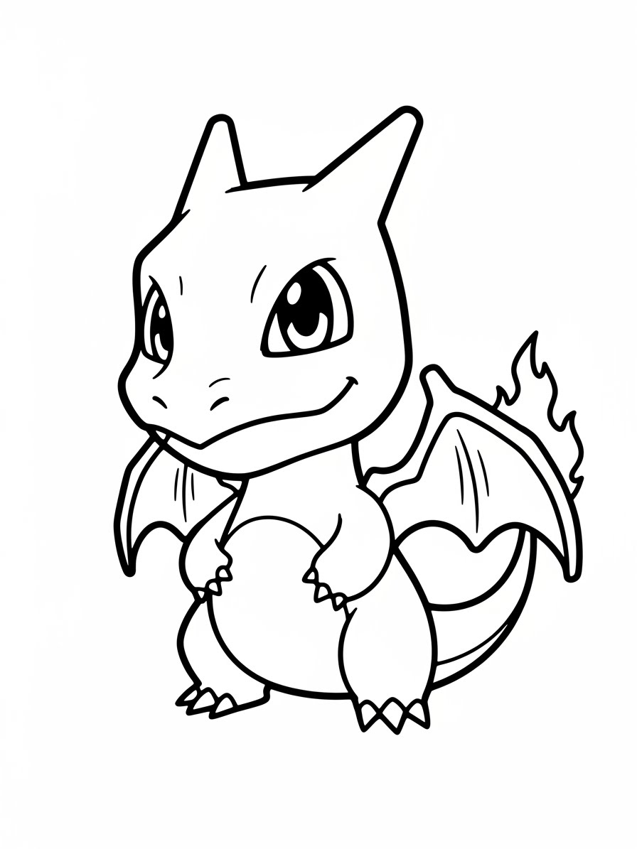 Desenho do Charizard fofo com asas para colorir