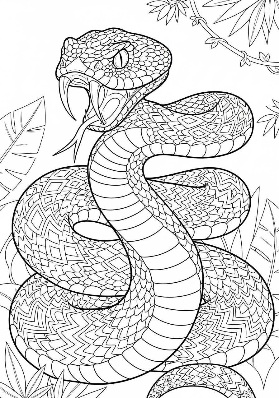 Desenho de Cobra Realista Detalhada para colorir