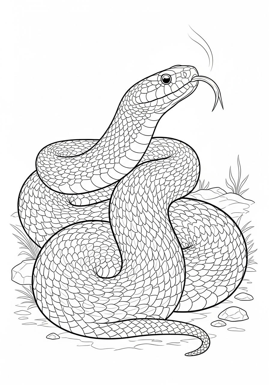 Desenho de Cobra Realista em detalhes para colorir