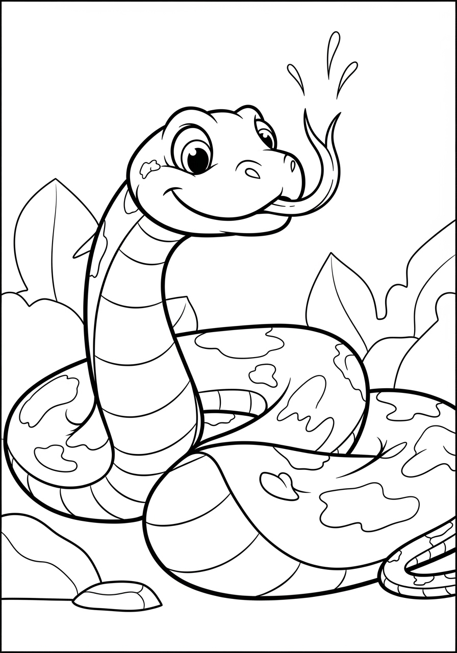 Desenho de Cobra Fofa e Simples para colorir