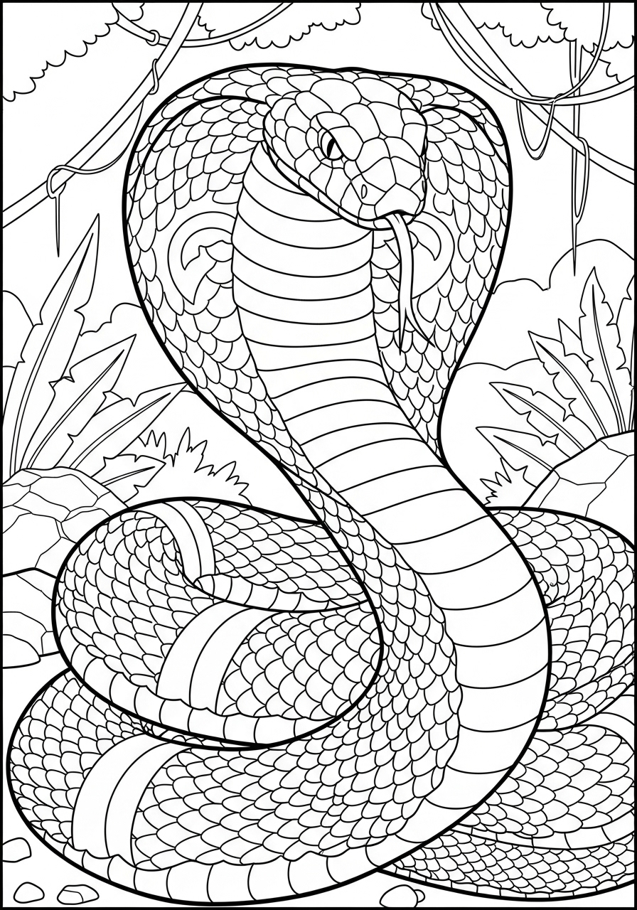 Desenho de Cobra Realista para colorir