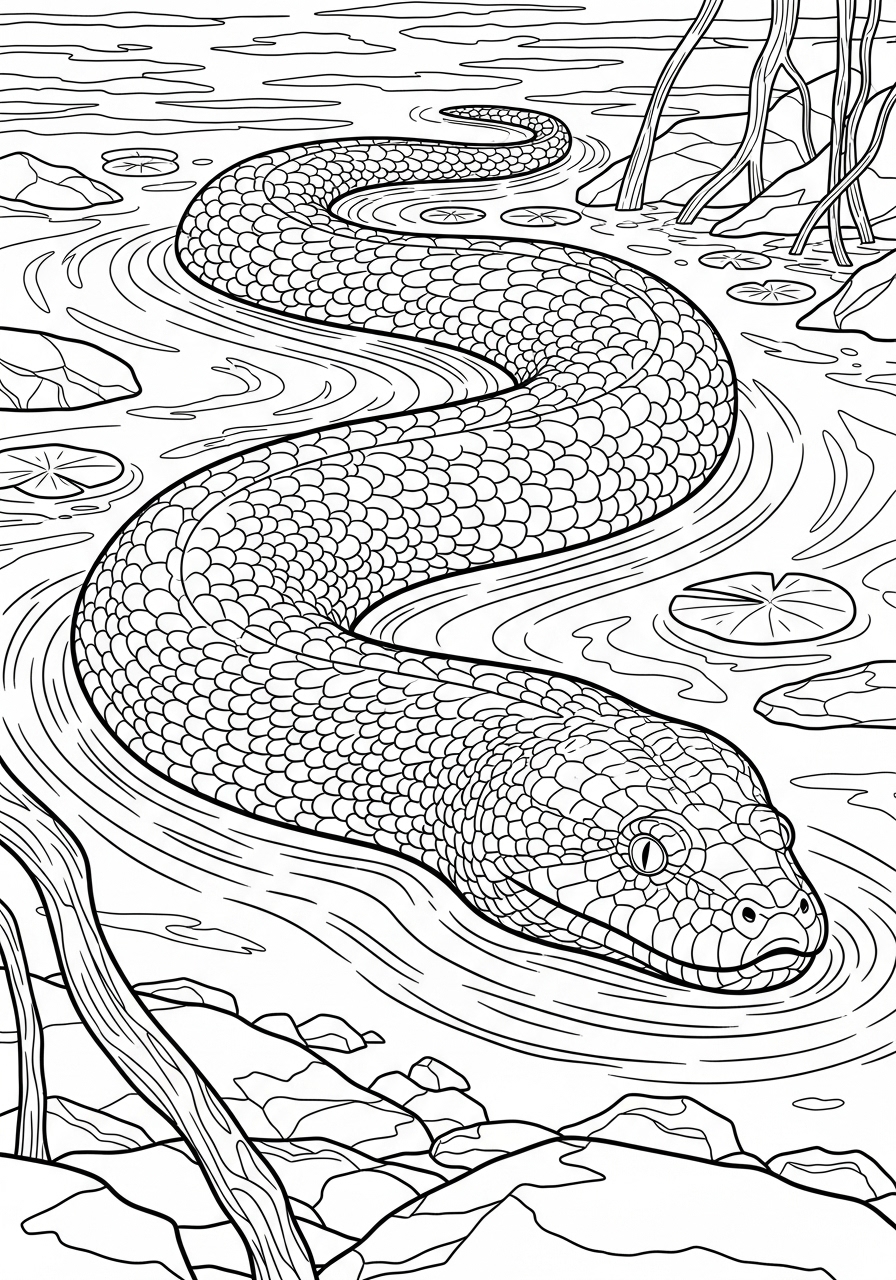 Desenho de Cobra Realista Detalhada para colorir
