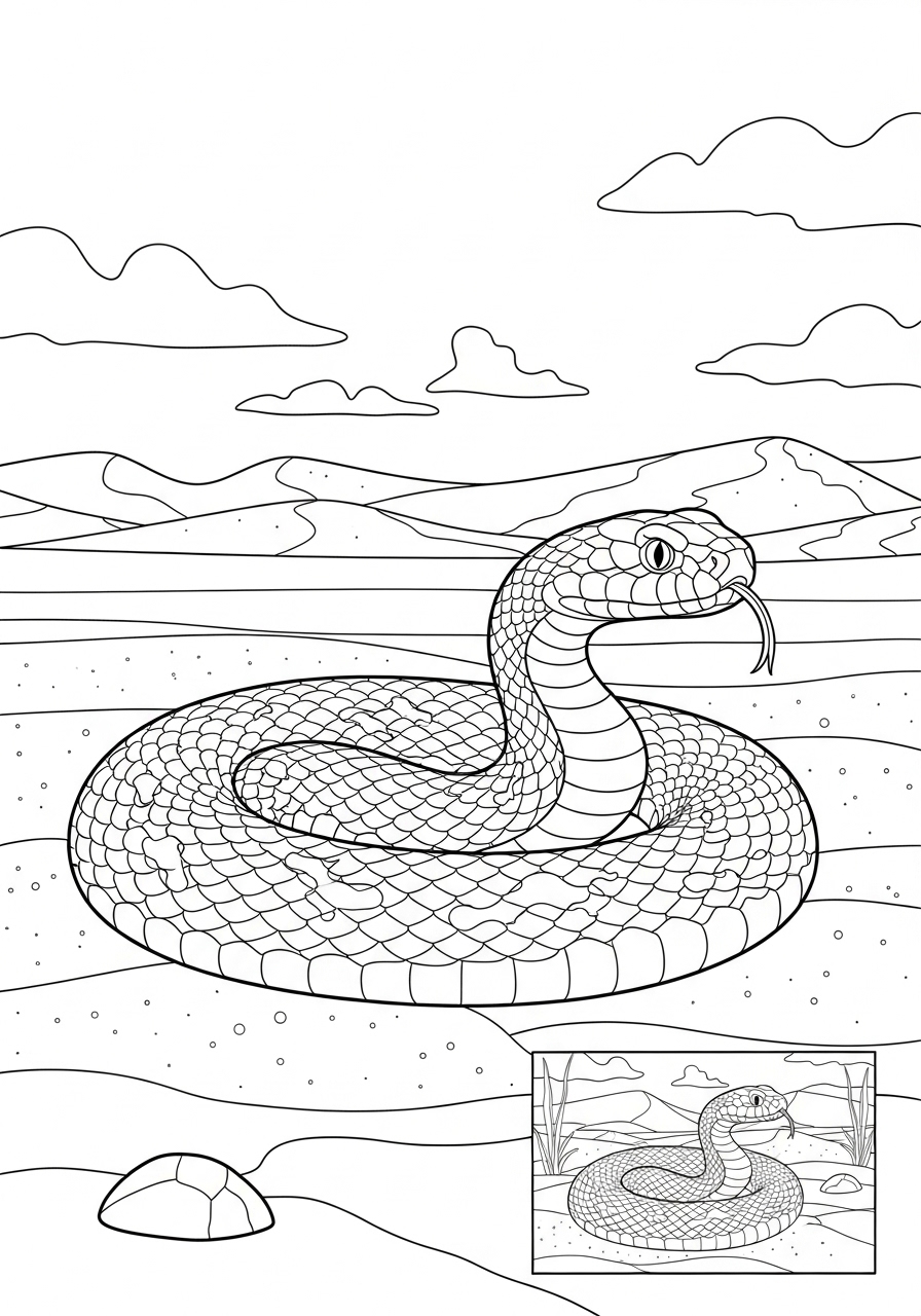 Desenho de Cobra Realista Detalhada para colorir