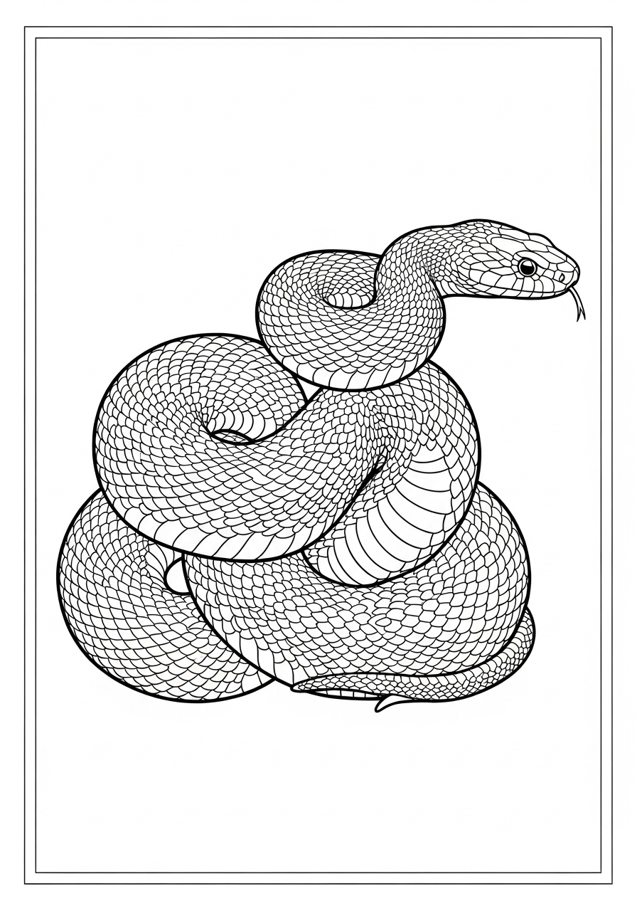 Desenho de Cobra Realista Detalhada para colorir