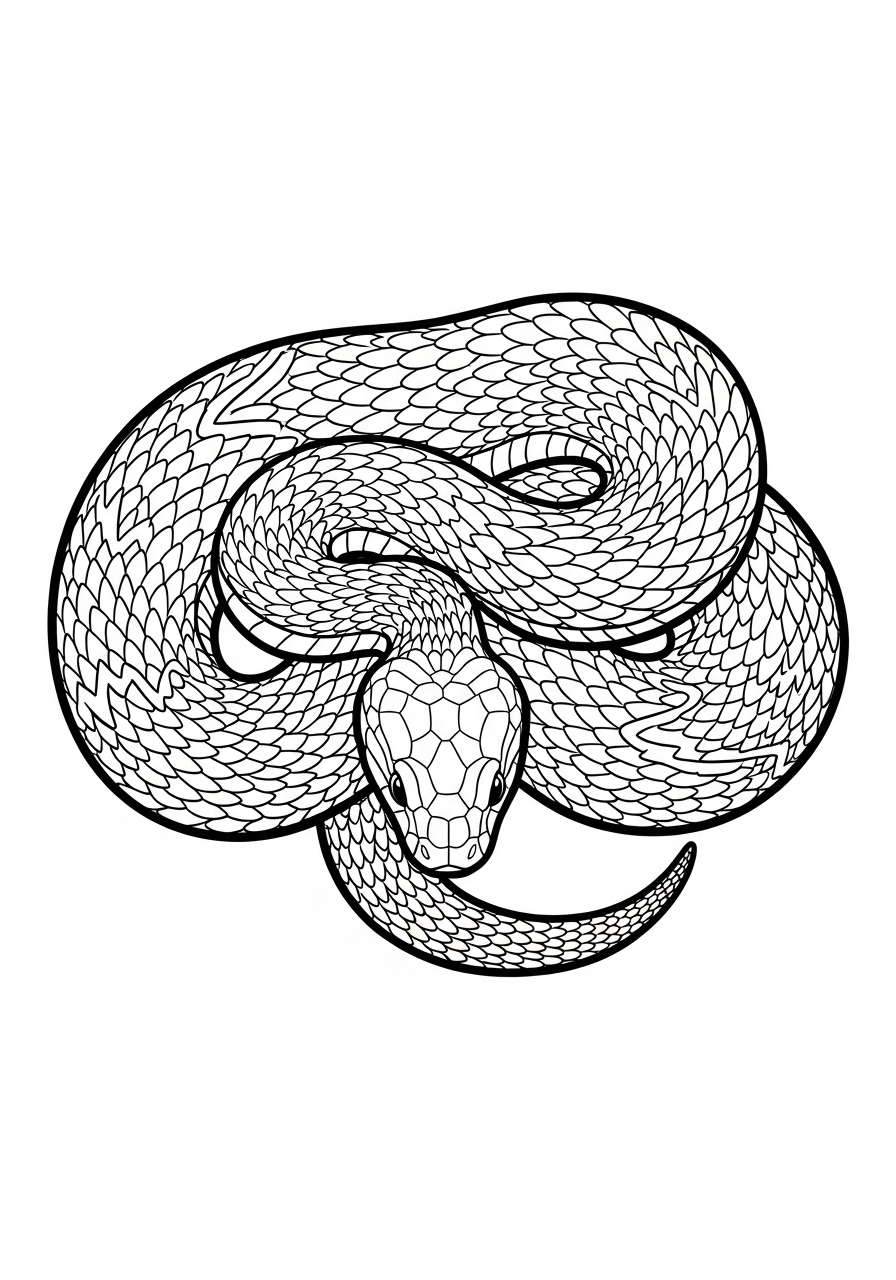 Desenho de Cobra Realista Enrolada para colorir