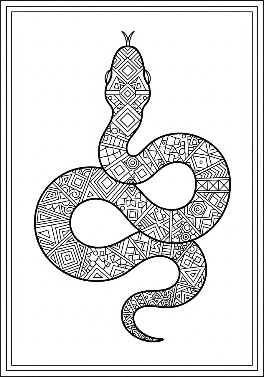 Desenho de Cobra Geométrica Detalhada para colorir