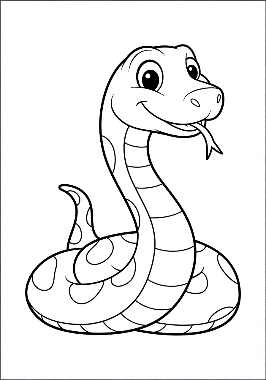 Desenho de Cobra Fofa e Simpática para colorir