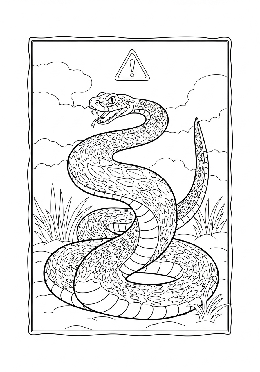 Desenho de Cobra Realista em ação para colorir