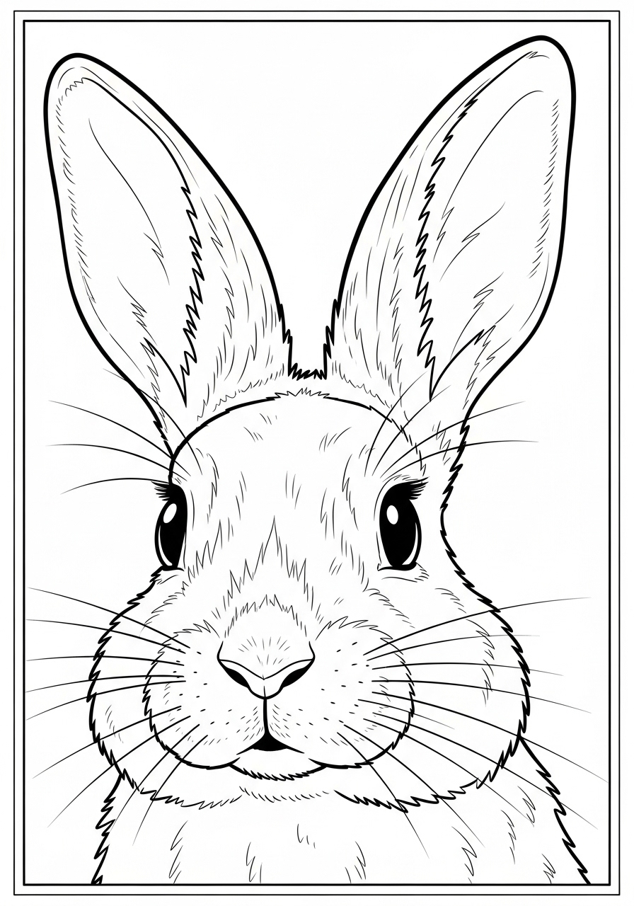 Desenho de Coelho com grandes orelhas para colorir