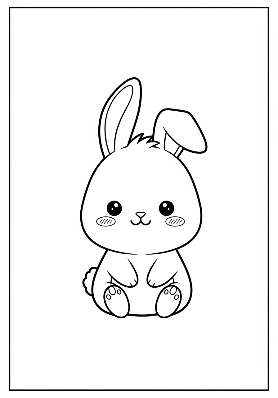 Desenho de Coelho fofinho sentado para colorir