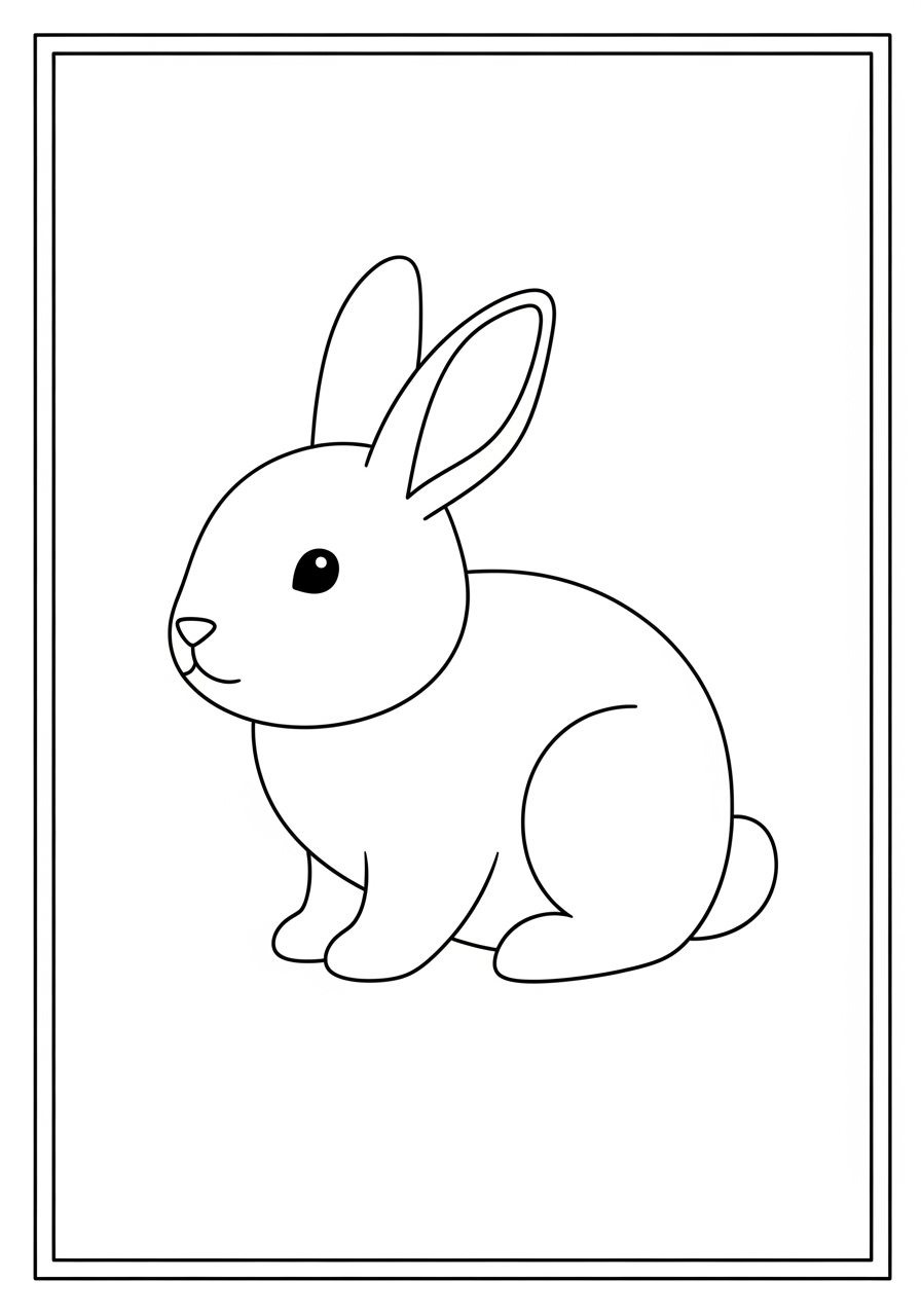 Desenho de Coelho fofo sentado para colorir