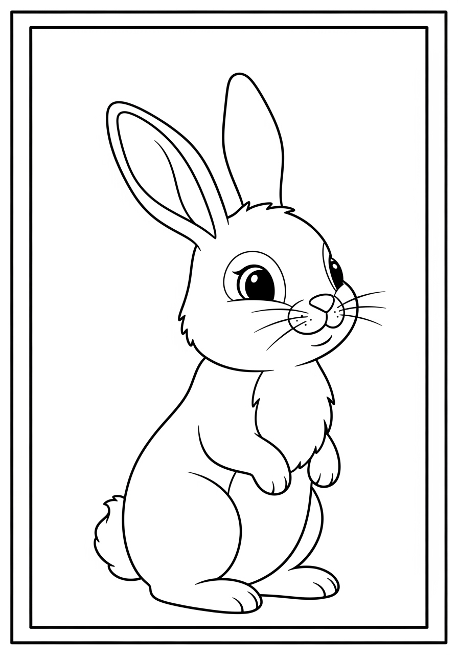 Desenho de Coelho fofinho sentado para colorir