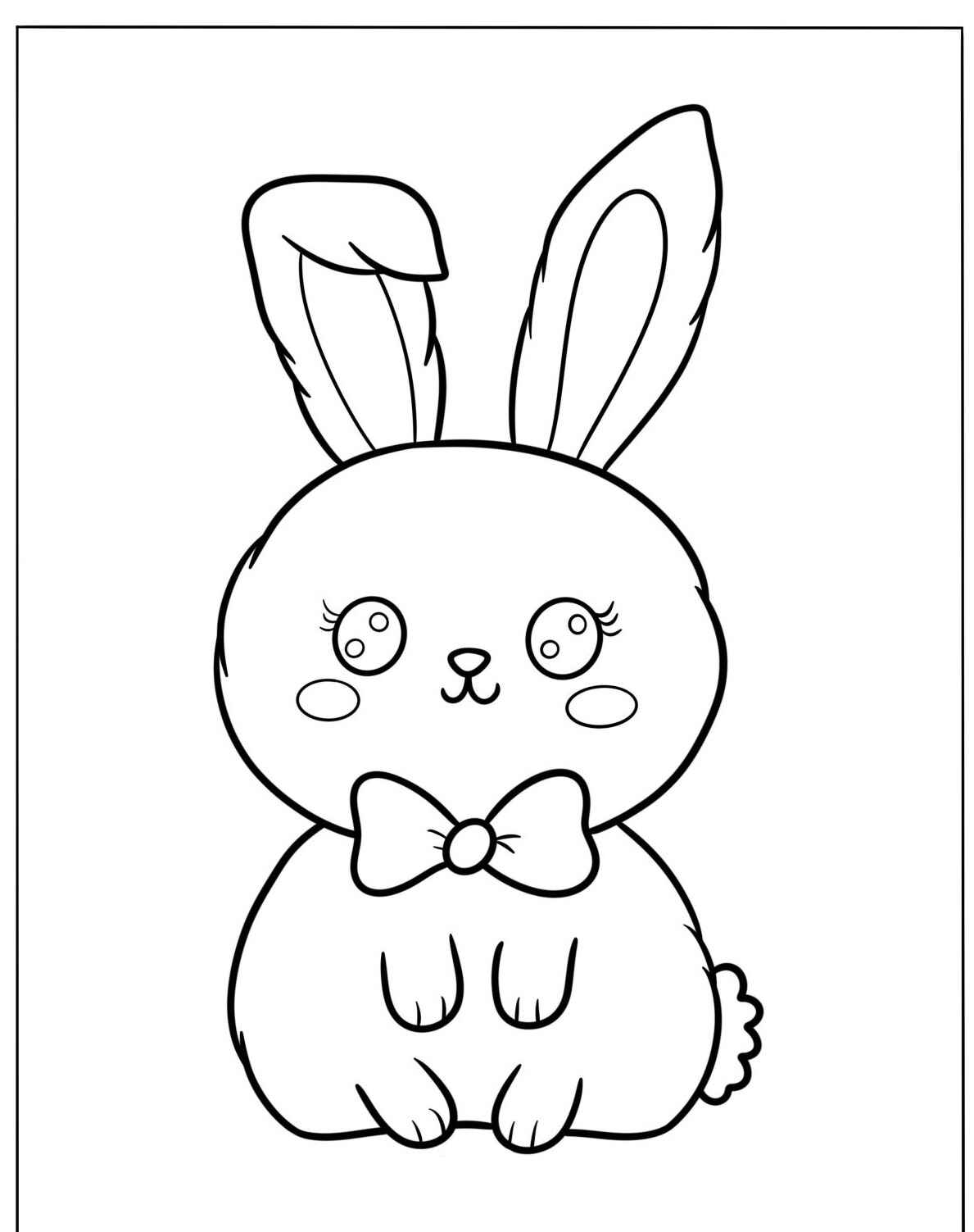 Desenho de Coelho fofo com laço para colorir