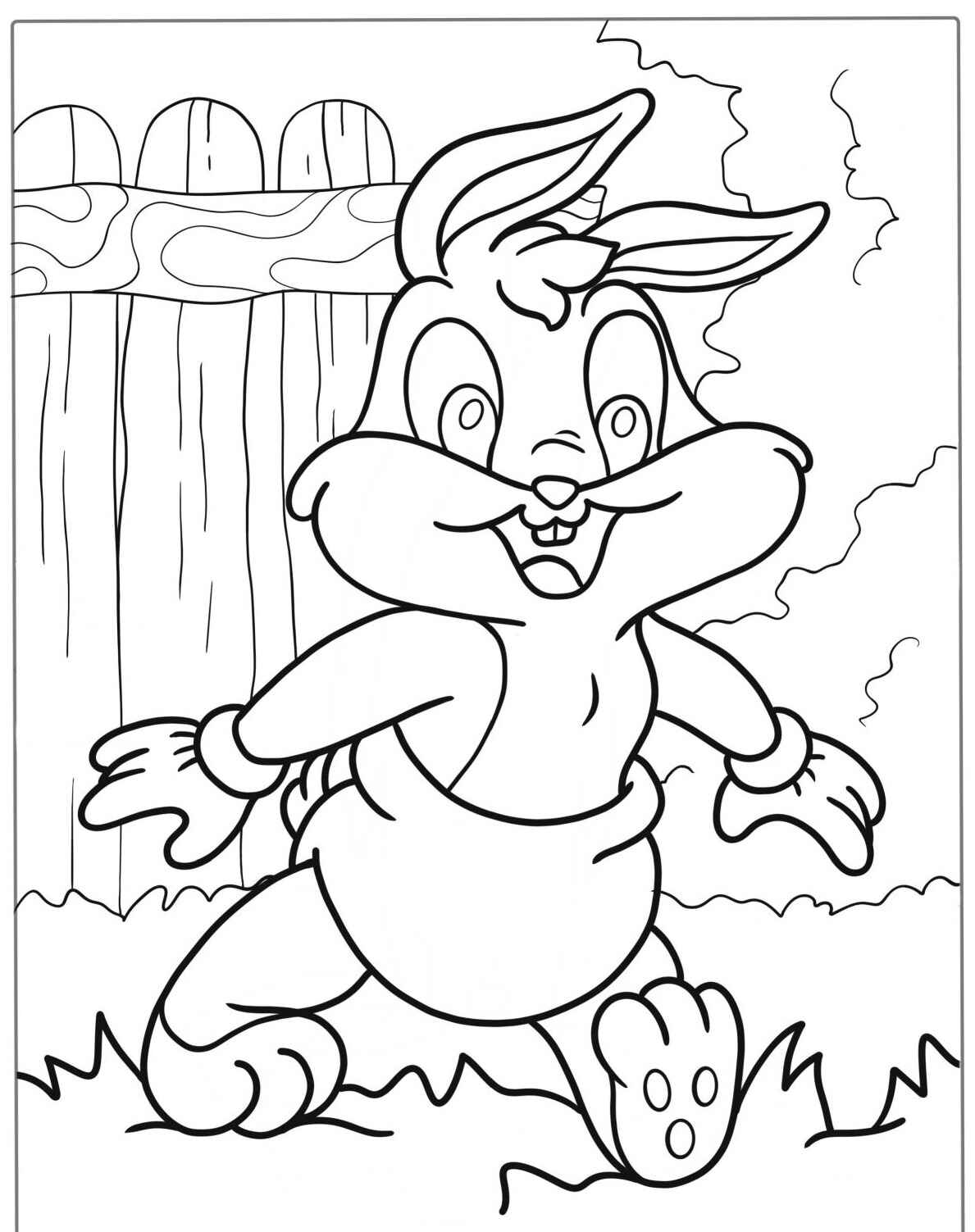 Desenho de Coelho correndo na grama para colorir