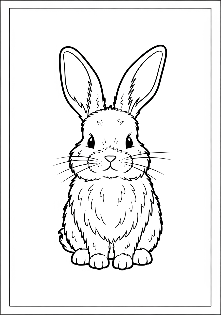 Desenho de Coelho fofinho sentado para colorir