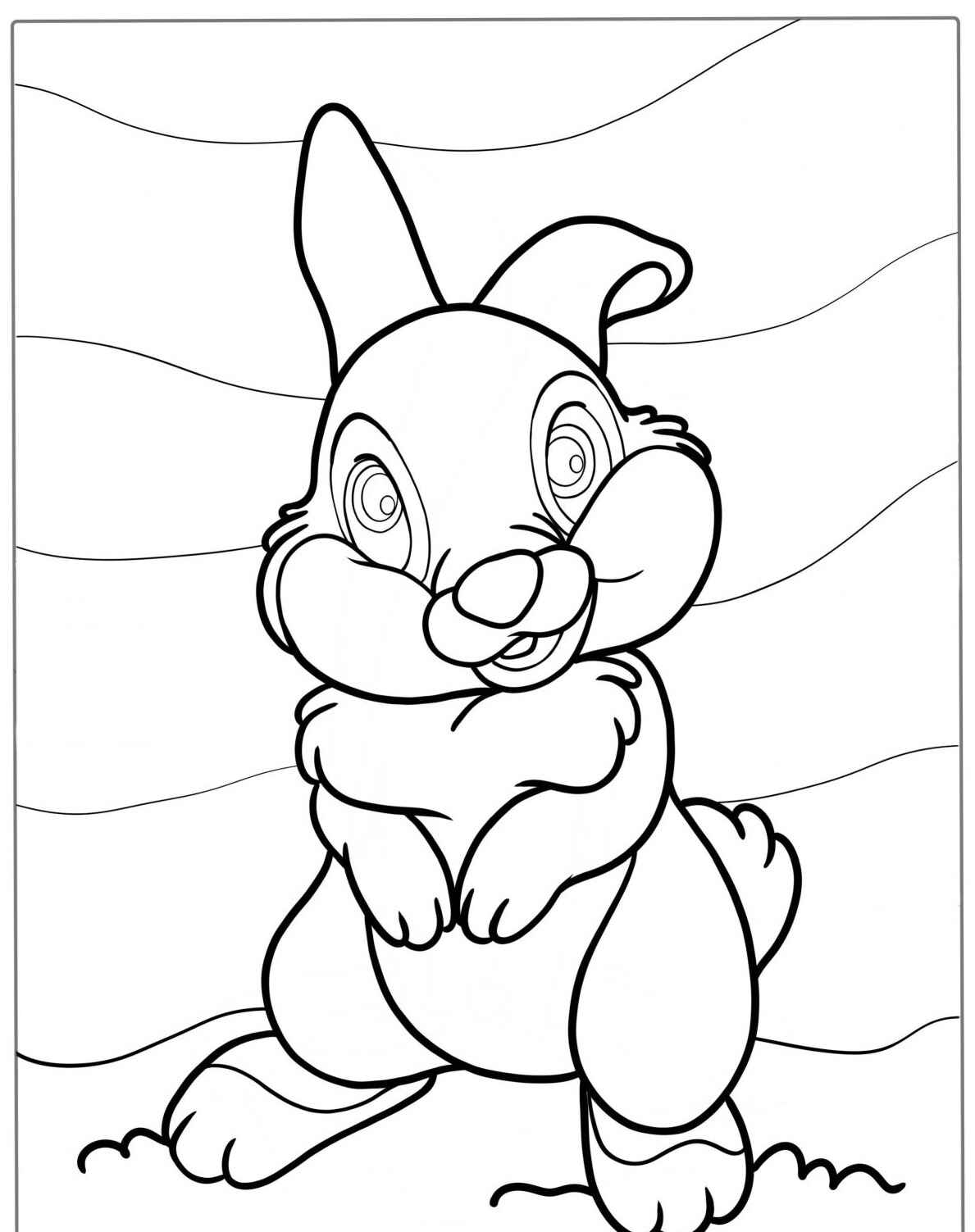 Desenho de Coelho divertido com orelhas grandes para colorir