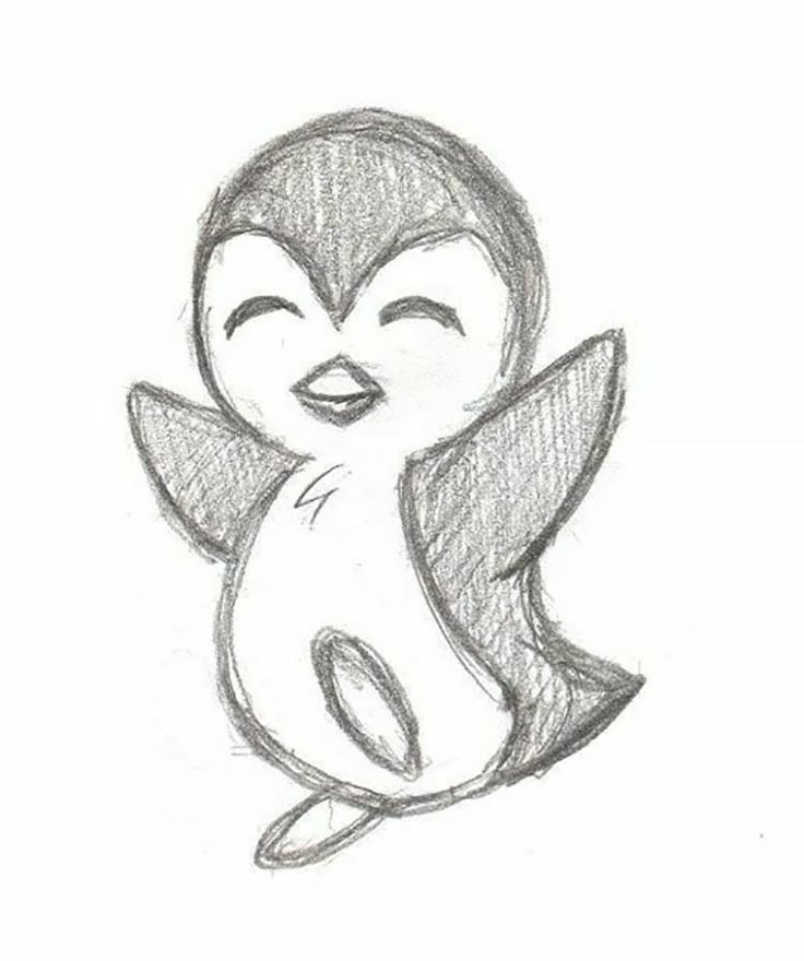 Desenho fofo de pinguim sorridente para fazer no tédio