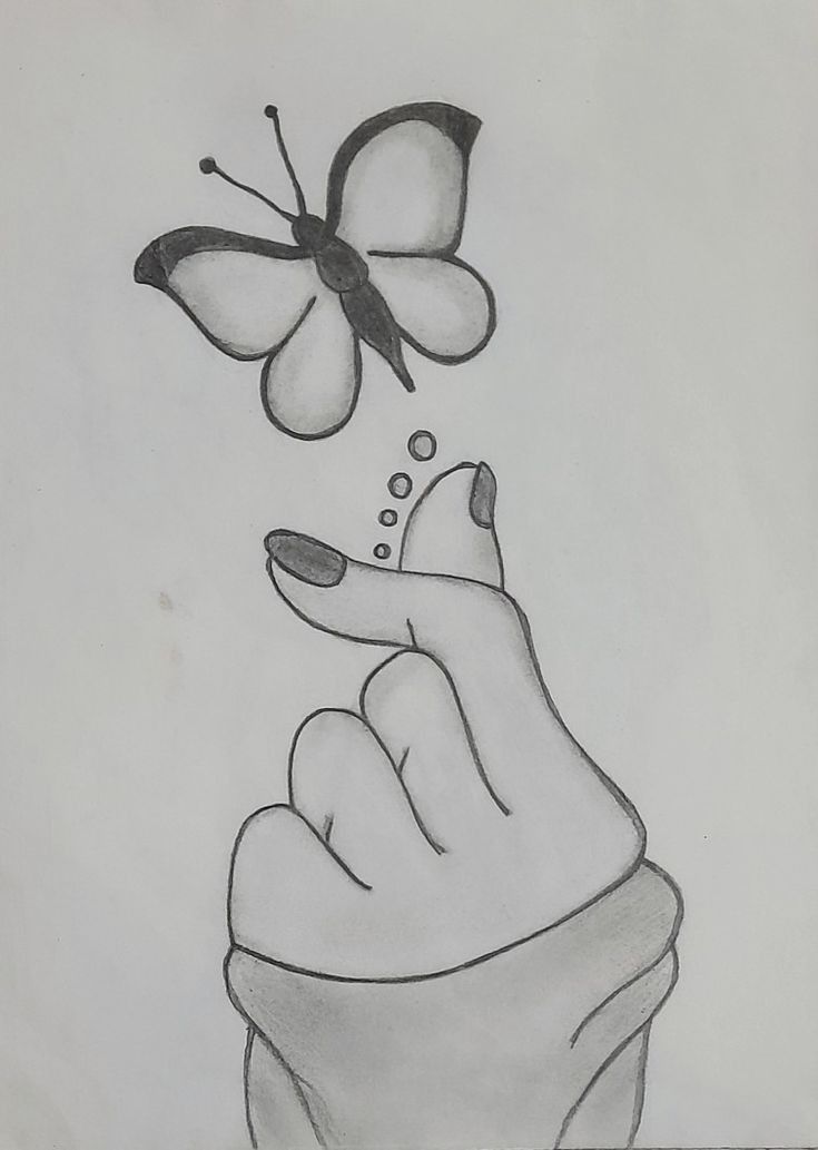 Desenho de mão segurando borboleta em meio ao tédio