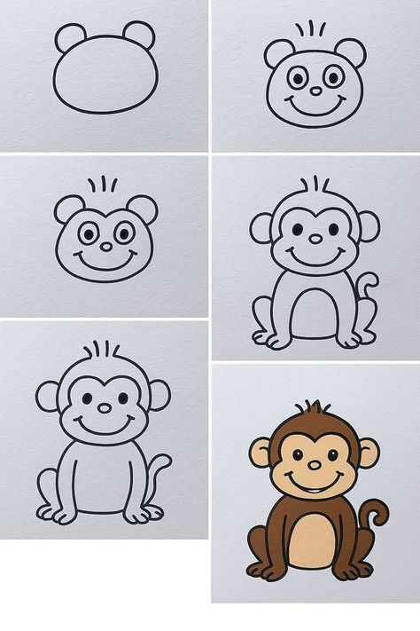 Desenho fácil de macaco passo a passo para quando estiver tédio