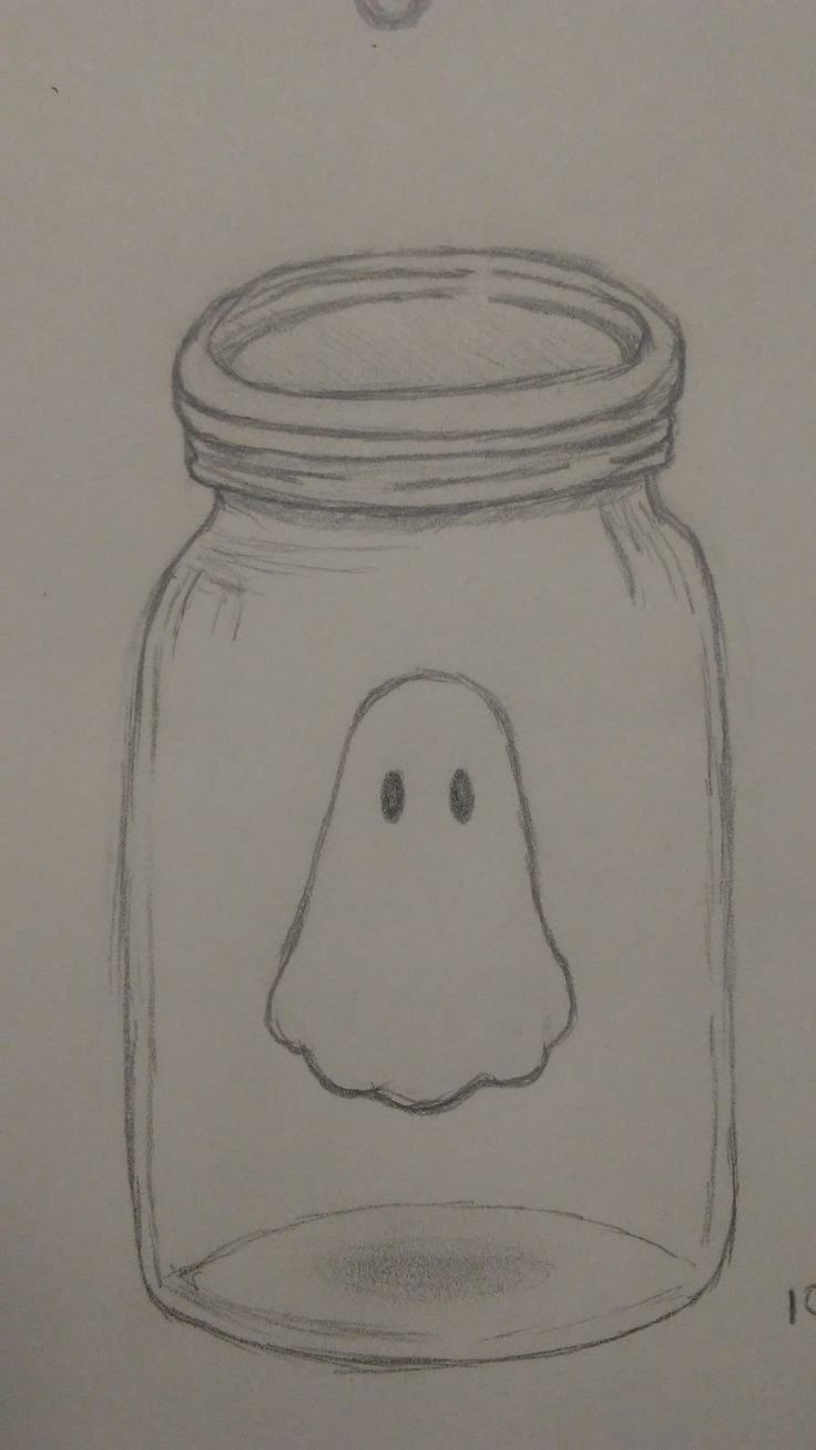 Fantasma desenhado dentro de um frasco para desenhar no tédio