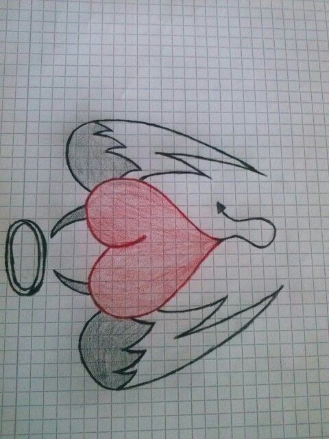 Desenho de coração com asas para inspirar no tédio