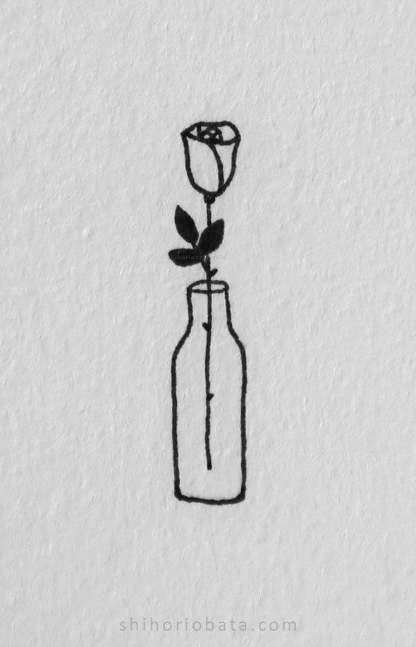 Flor dentro de uma garrafinha fácil para desenhar no tédio