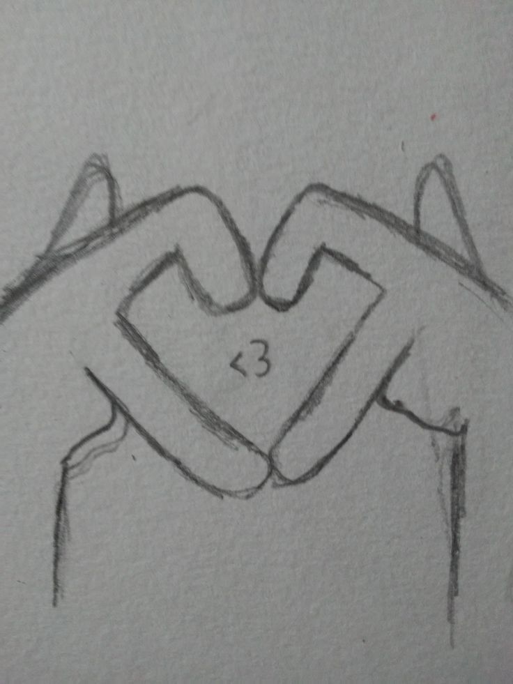 Desenho de mãos formando um coração simples e fofo