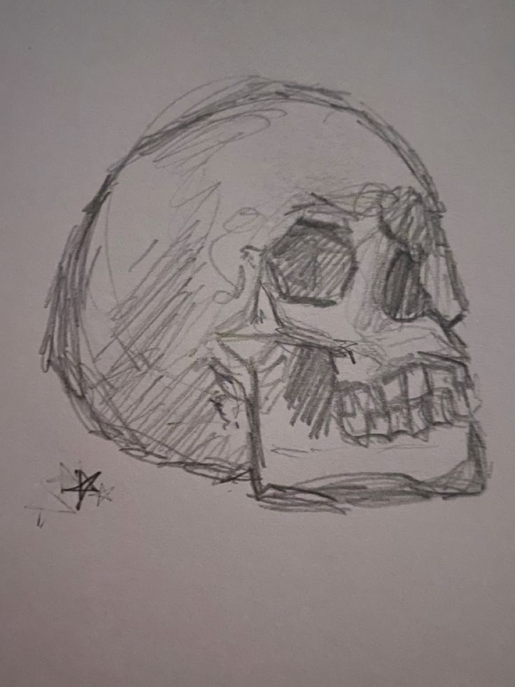 Caveira esboçada fácil para desenhar no tédio