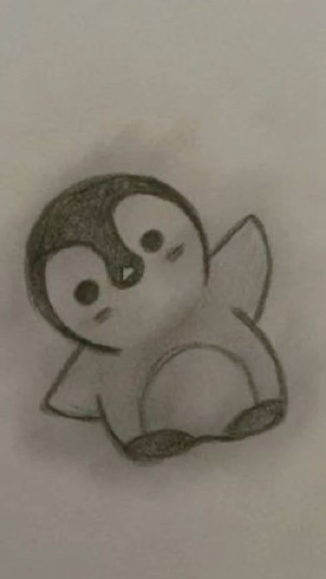 Pinguim fofo para desenhar fácil quando estiver com tédio