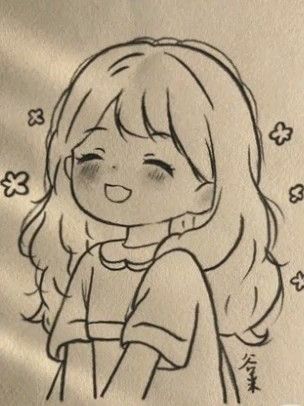 Menina sorrindo com cabelos longos para desenhar no tédio