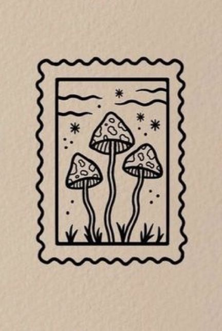 Três cogumelos em um quadro com detalhes bonitos