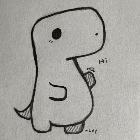 Desenho de dinossauro fofo acenando a mão