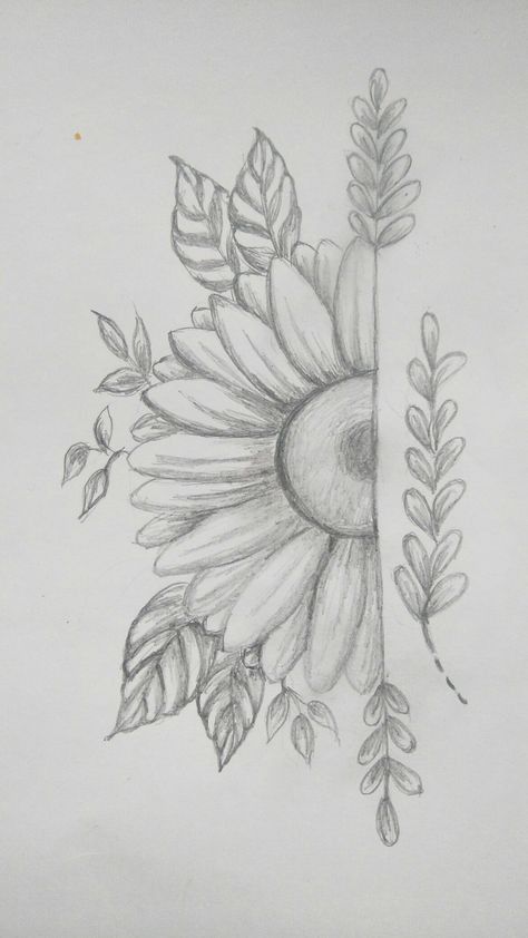 Desenho de flor com folhas para criar no tédio
