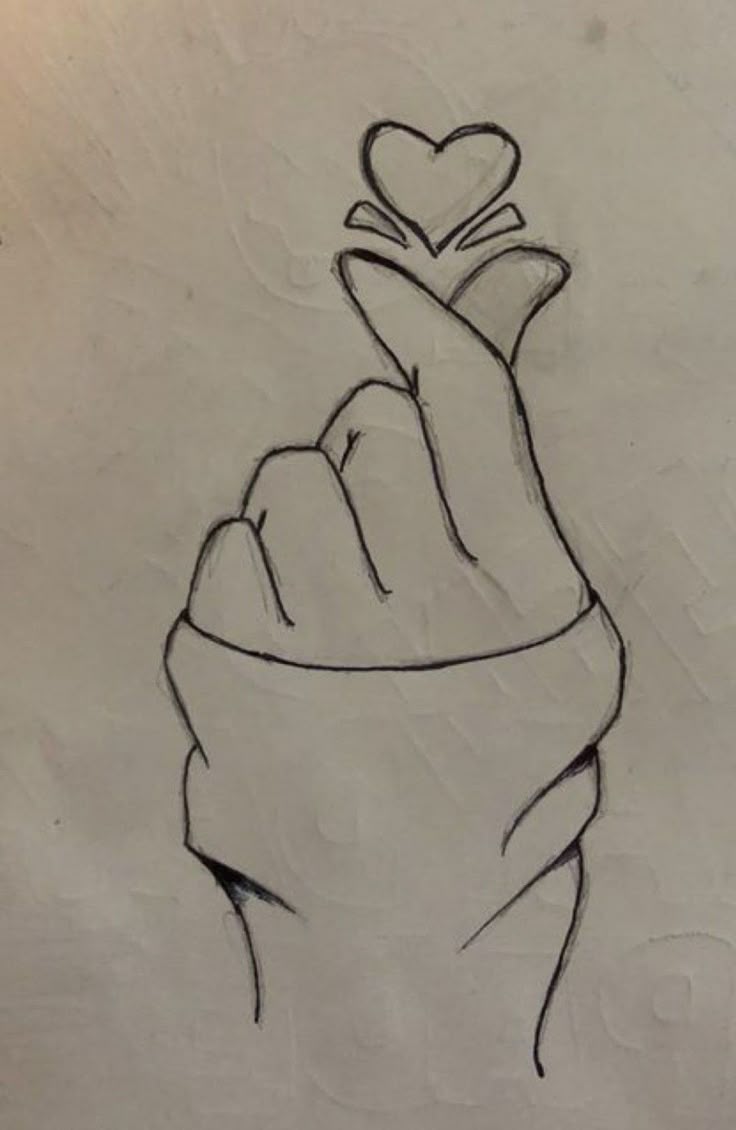 Desenho de mão fazendo gesto de coração fofo