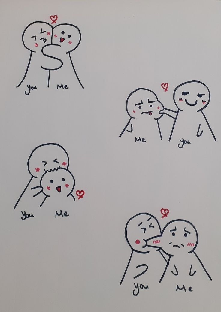 Desenho fofo de personagens interagindo com carinho