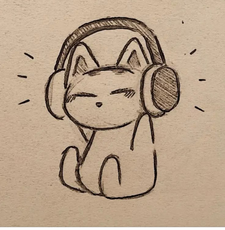 Gato fofo ouvindo música com fones de ouvido grandes