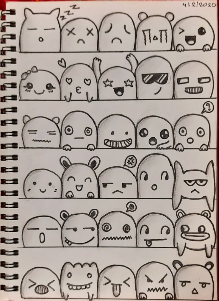 Diversas carinhas fofas para desenhar quando estiver com tédio